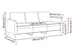 Sofá|vidaxl Sofá de 3 lugares 180 cm couro artificial cor cappuccino Castanho