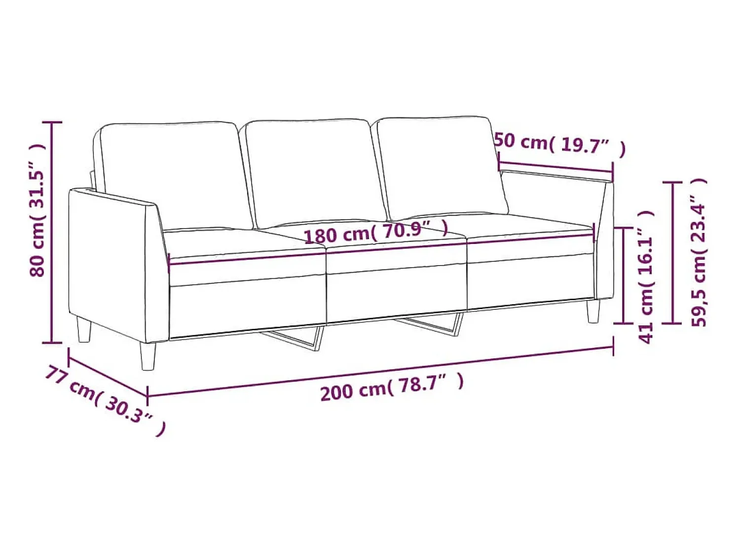 Sofá|vidaxl Sofá de 3 lugares 180 cm couro artificial cor cappuccino Castanho
