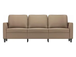 Sofá|vidaxl Sofá de 3 lugares 180 cm couro artificial cor cappuccino Castanho