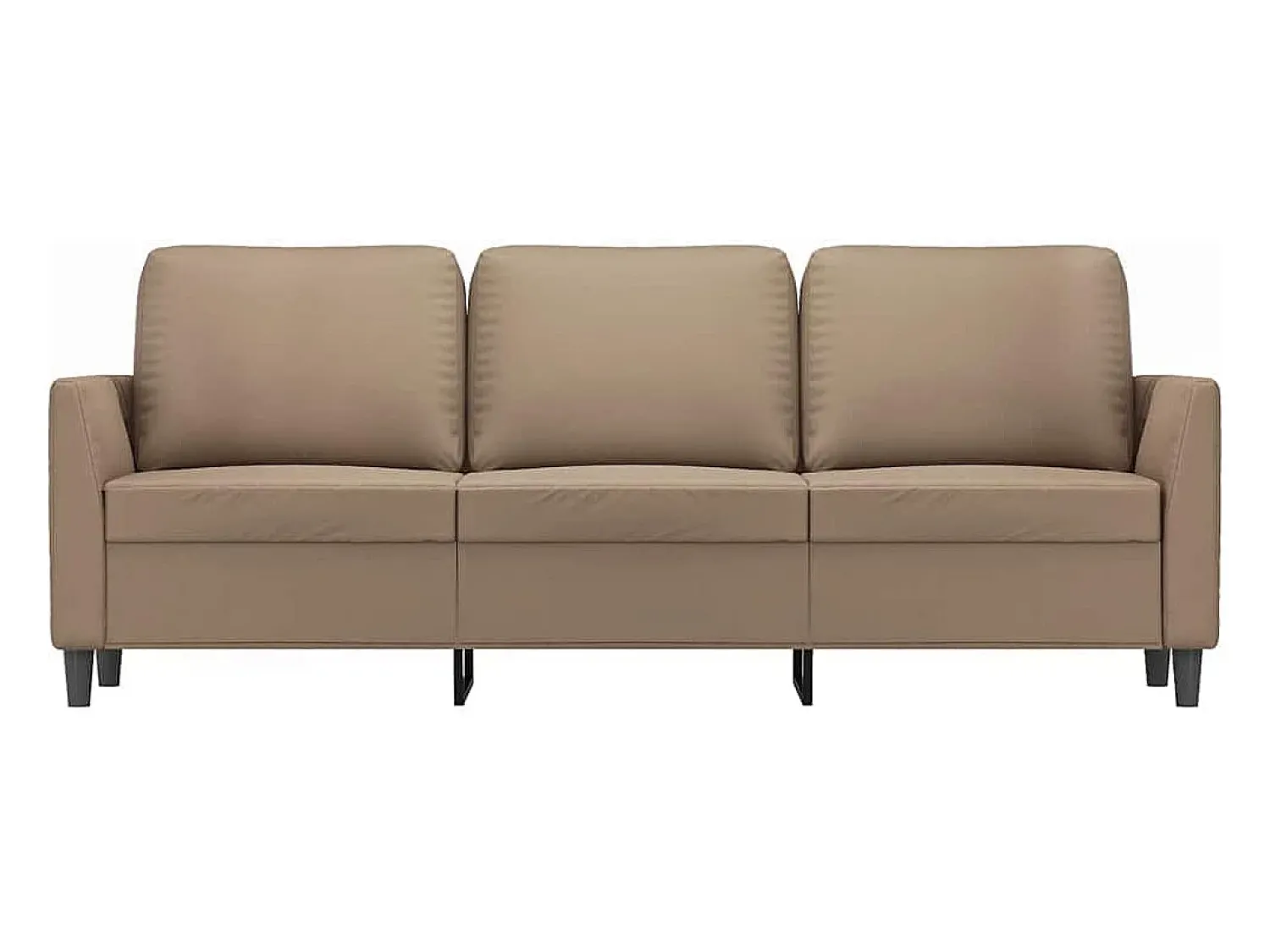 Sofá|vidaxl Sofá de 3 lugares 180 cm couro artificial cor cappuccino Castanho