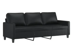 Sofá|vidaxl Sofá de 3 lugares 180 cm couro artificial Preto