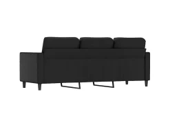 Sofá de 3 lugares 180 cm couro artificial PT623479 Preto