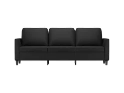Sofá de 3 lugares 180 cm couro artificial PT623479 Preto