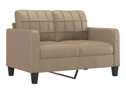 Hot Sofá de 2 lugares 120 cm couro artificial cor cappuccino PT751659 Castanho