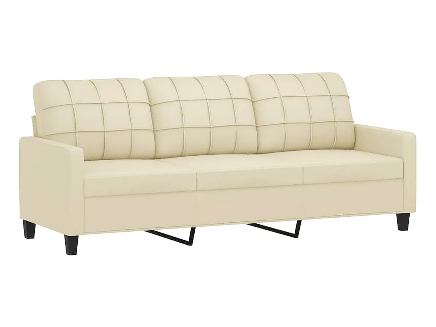 Sofá de 3 lugares 180 cm couro artificial cor PT965503^ Sofá