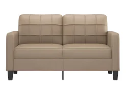 Sofá de 2 lugares 140 cm couro artificial cor cappuccino PT240271^ Sofá