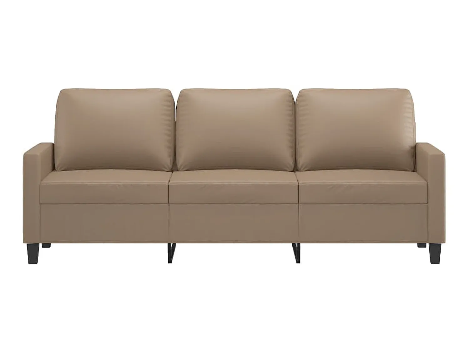Sofá| Sofá de 3 lugares 180 cm couro artificial cor cappuccino PT927840 Castanho