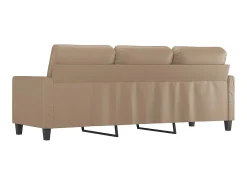 Sofá| Sofá de 3 lugares 180 cm couro artificial cor cappuccino PT927840 Castanho