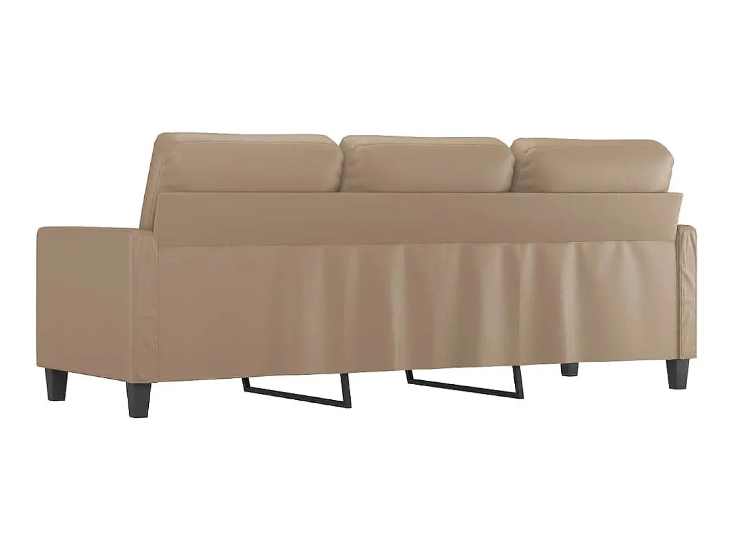 Sofá| Sofá de 3 lugares 180 cm couro artificial cor cappuccino PT927840 Castanho