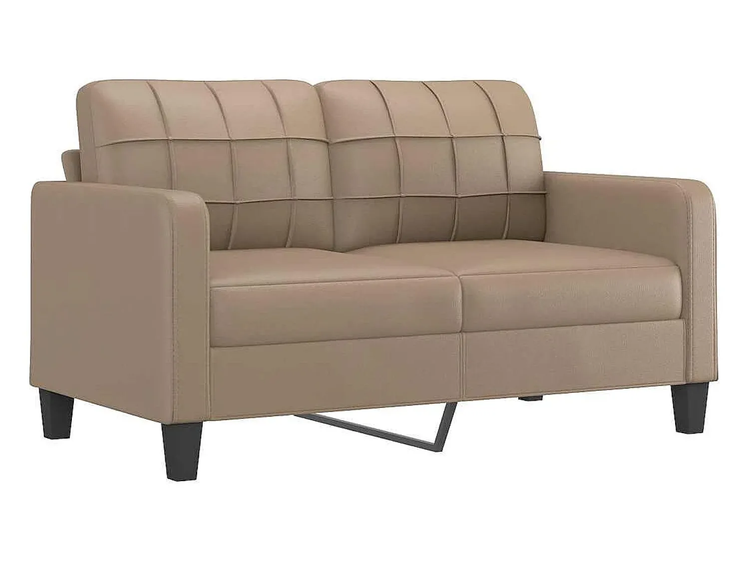 Best vidaxl Sofá de 2 lugares 140 cm couro artificial cor cappuccino Castanho