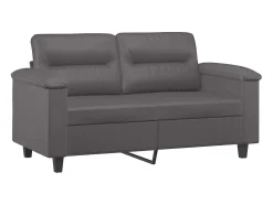 Sofá de 2 lugares 120 cm couro artificial cinza PT725624^ Sofá