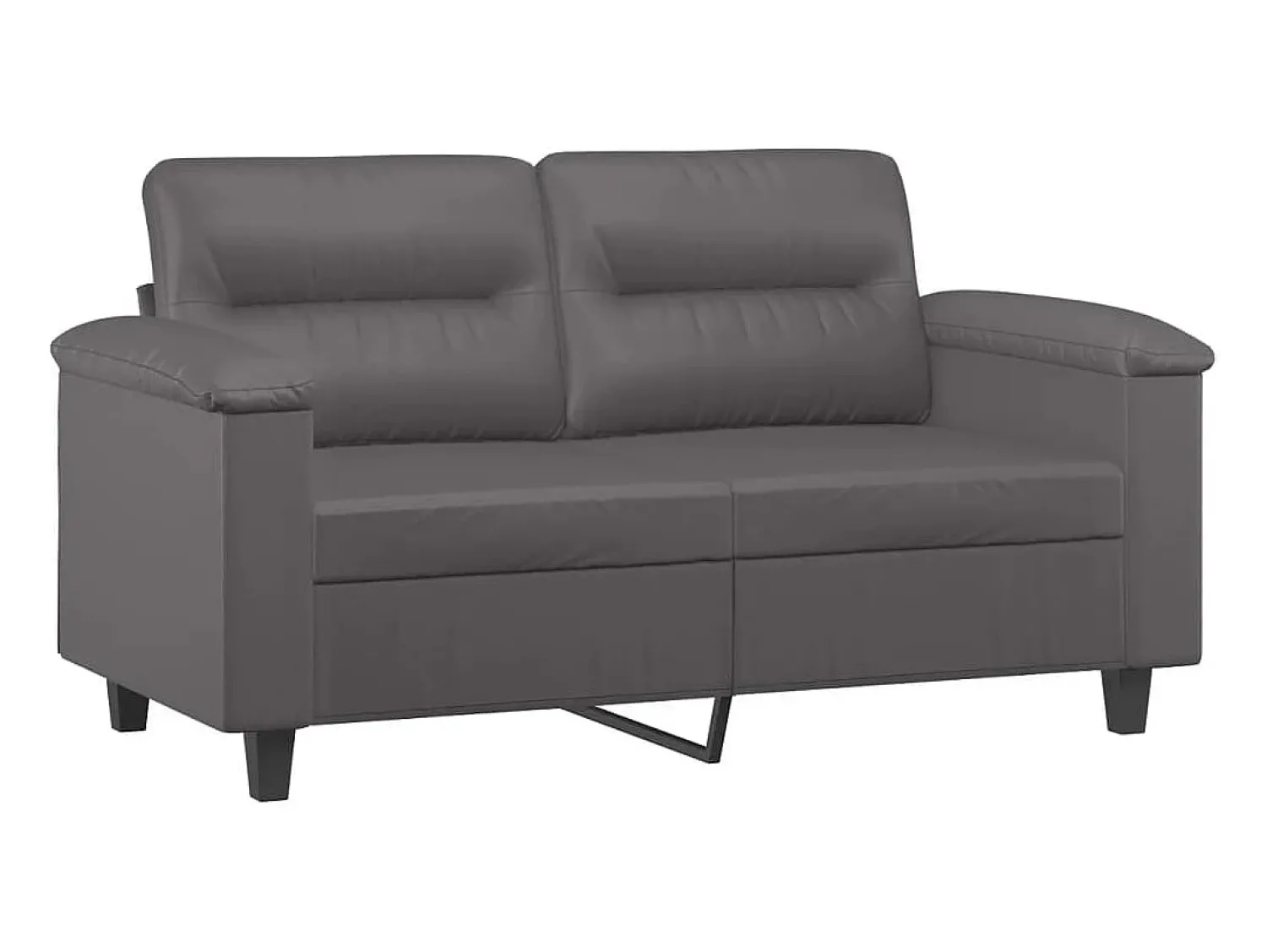 Sofá de 2 lugares 120 cm couro artificial cinza PT725624^ Sofá