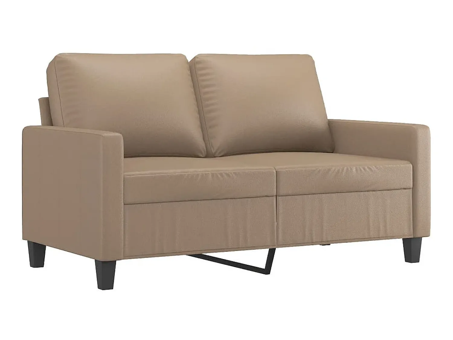 Sofá* Sofá de 2 lugares 120 cm couro artificial cor cappuccino PT362562 Castanho