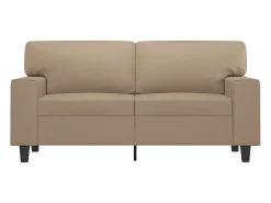 Sale Sofá de 2 lugares 120 cm couro artificial cor cappuccino PT757900 Castanho