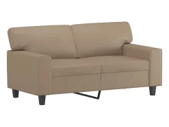 Sale Sofá de 2 lugares 120 cm couro artificial cor cappuccino PT757900 Castanho