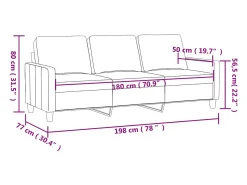 vidaxl Sofá de 3 lugares 180 cm couro artificial cinza^ Sofá