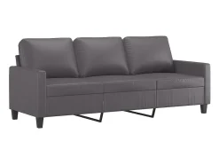 vidaxl Sofá de 3 lugares 180 cm couro artificial cinza^ Sofá