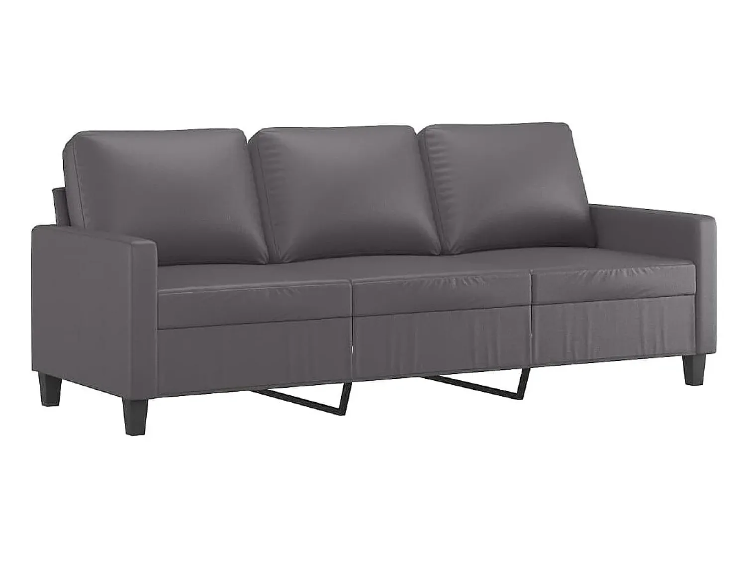 vidaxl Sofá de 3 lugares 180 cm couro artificial cinza^ Sofá