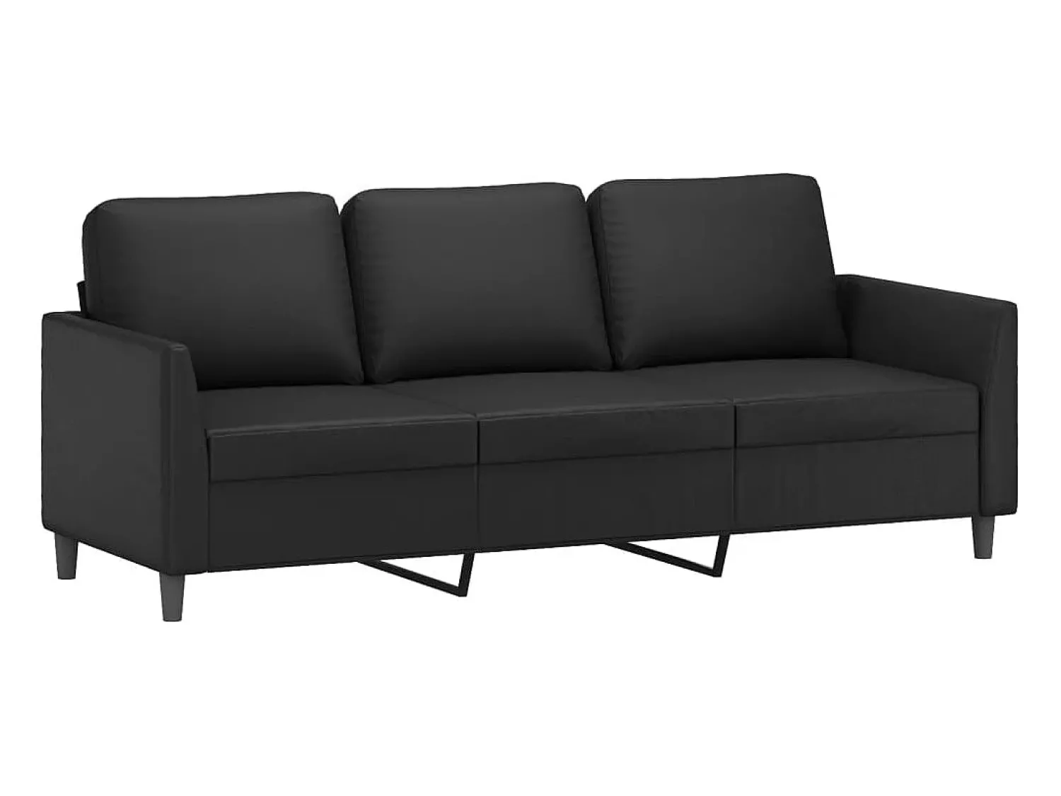 Sofá*vidaxl Sofá de 3 lugares 180 cm couro artificial Preto