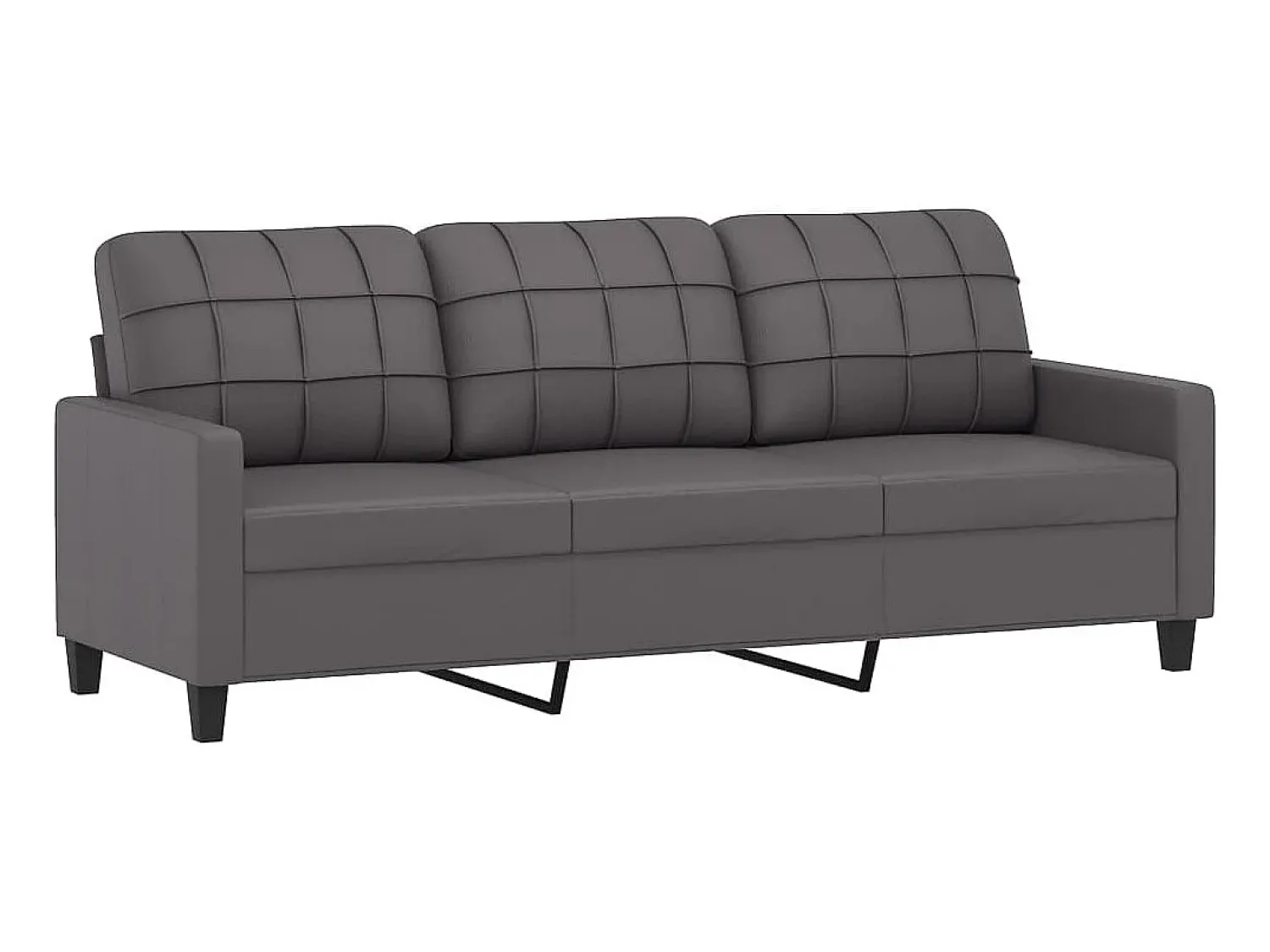 New Sofá de 3 lugares 180 cm couro artificial cinza PT506971 Cinzento