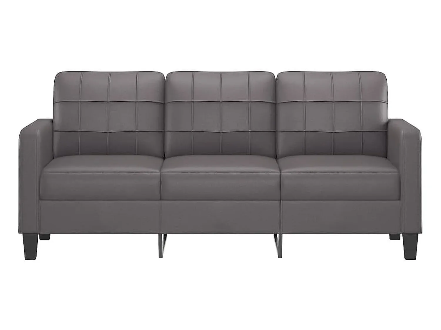 New Sofá de 3 lugares 180 cm couro artificial cinza PT506971 Cinzento