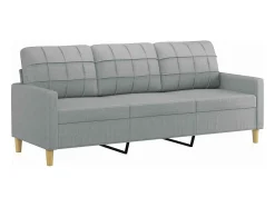 vidaxl Sofá de 3 lugares 180 cm tecido cinza-claro^ Sofá