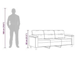 Sofá|vidaxl Sofá de 3 lugares 180 cm tecido de microfibra -claro Cinzento