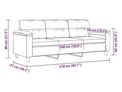 Sofá|vidaxl Sofá de 3 lugares 180 cm tecido de microfibra -claro Cinzento