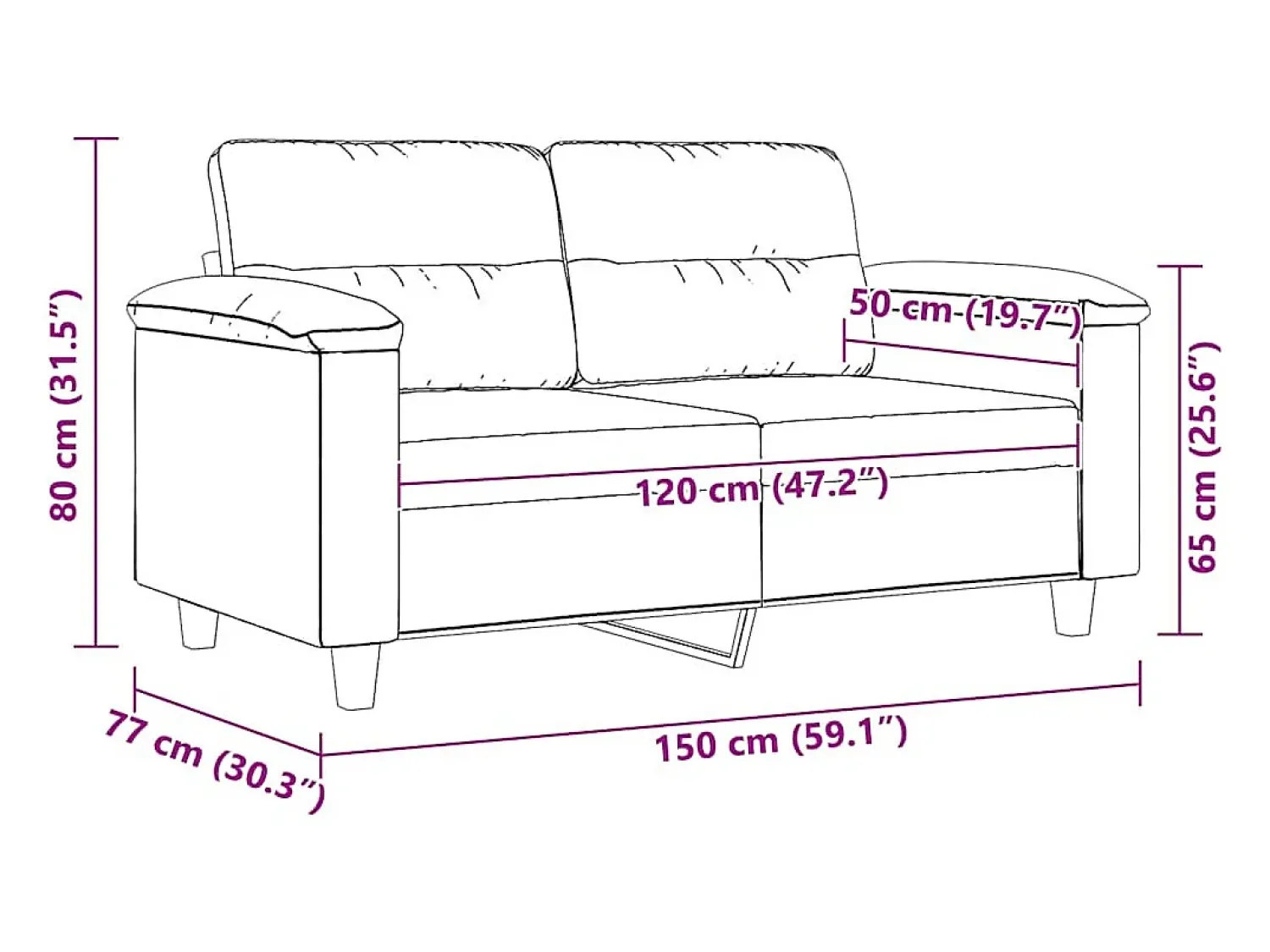 Sofá*vidaxl Sofá de 2 lugares 120 cm tecido de microfibra Bege