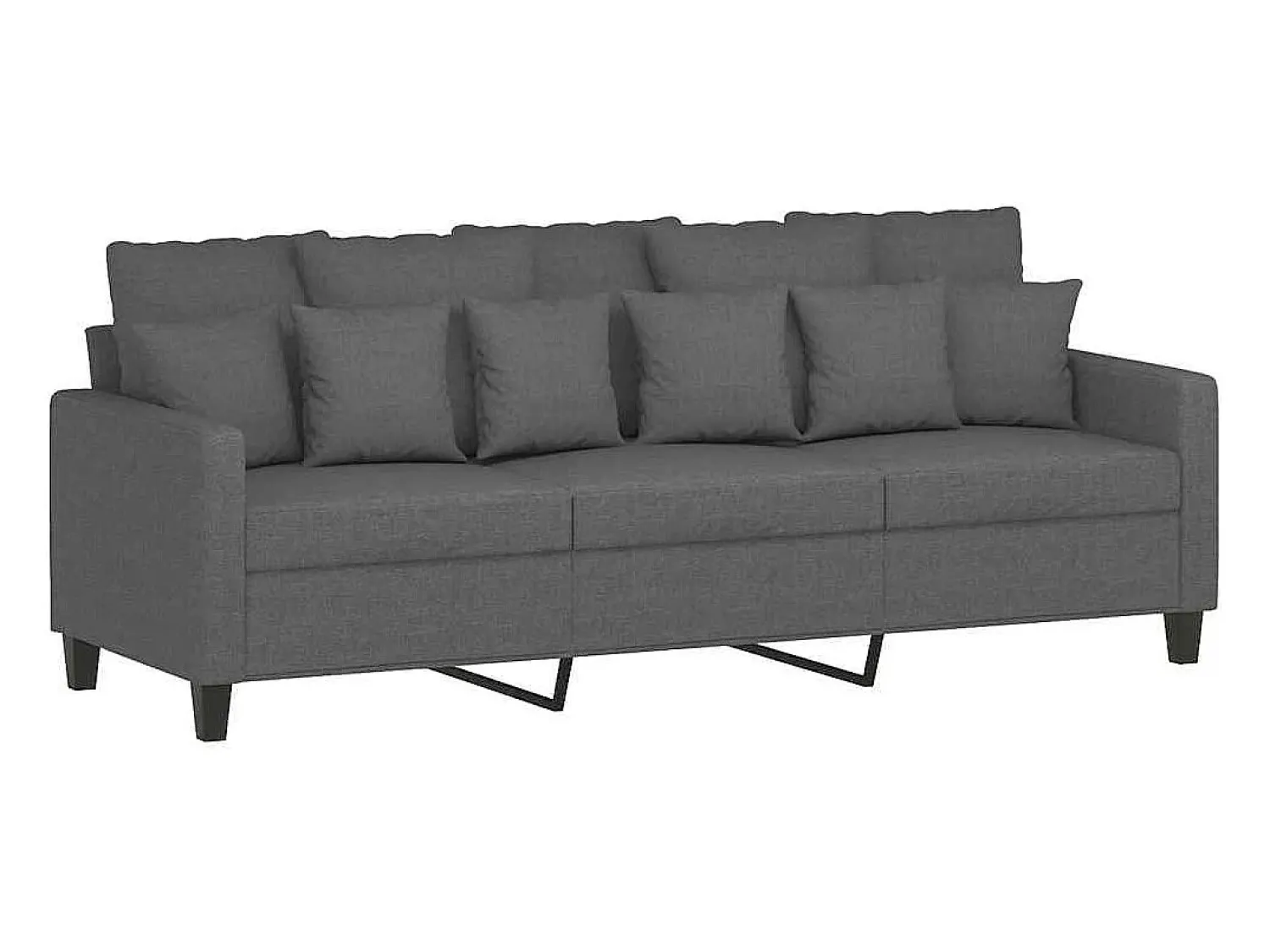 Sofá*vidaxl Sofá de 3 lugares 180 cm tecido cinza-escuro Cinzento