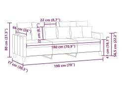 Sofá*vidaxl Sofá de 3 lugares 180 cm tecido cinza-escuro Cinzento