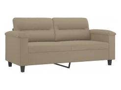 Outlet Sofá de 2 lugares 140 cm tecido de microfibra cinza-acastanhado PT288960 Taupe