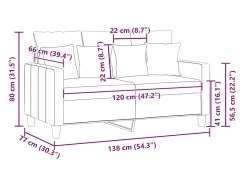 vidaxl Sofá de 2 lugares 120 cm tecido -claro^ Sofá