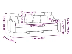 vidaxl Sofá de 3 lugares 180 cm tecido -claro^ Sofá