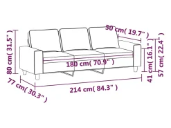 Sofá|vidaxl Sofá de 3 lugares 180 cm tecido cinza-claro Cinzento