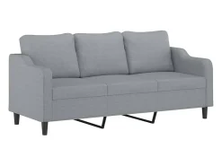 Sofá de 3 lugares 180 cm tecido cinza-claro PT665103^ Sofá