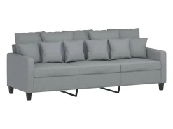 Sofá de 3 lugares 180 cm tecido cinza-claro PT400826^ Sofá