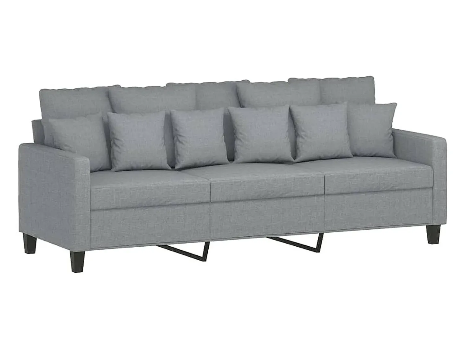 Sofá de 3 lugares 180 cm tecido cinza-claro PT400826^ Sofá