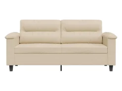 Sofá*vidaxl Sofá de 2 lugares 140 cm tecido de microfibra cor Creme