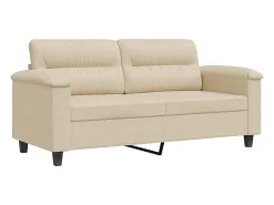 Sofá*vidaxl Sofá de 2 lugares 140 cm tecido de microfibra cor Creme