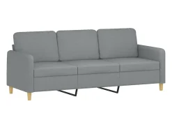 Sofá| Sofá de 3 lugares 180 cm tecido cinza-claro PT598782 Cinzento claro