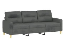 Sofá| Sofá de 3 lugares 180 cm tecido cinza-escuro PT569729 Cinzento