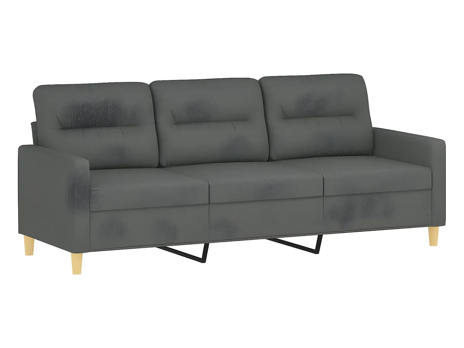 Sofá| Sofá de 3 lugares 180 cm tecido cinza-escuro PT569729 Cinzento