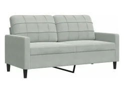 Sofá de 2 lugares 140 cm veludo cinza-claro PT906016^ Sofá