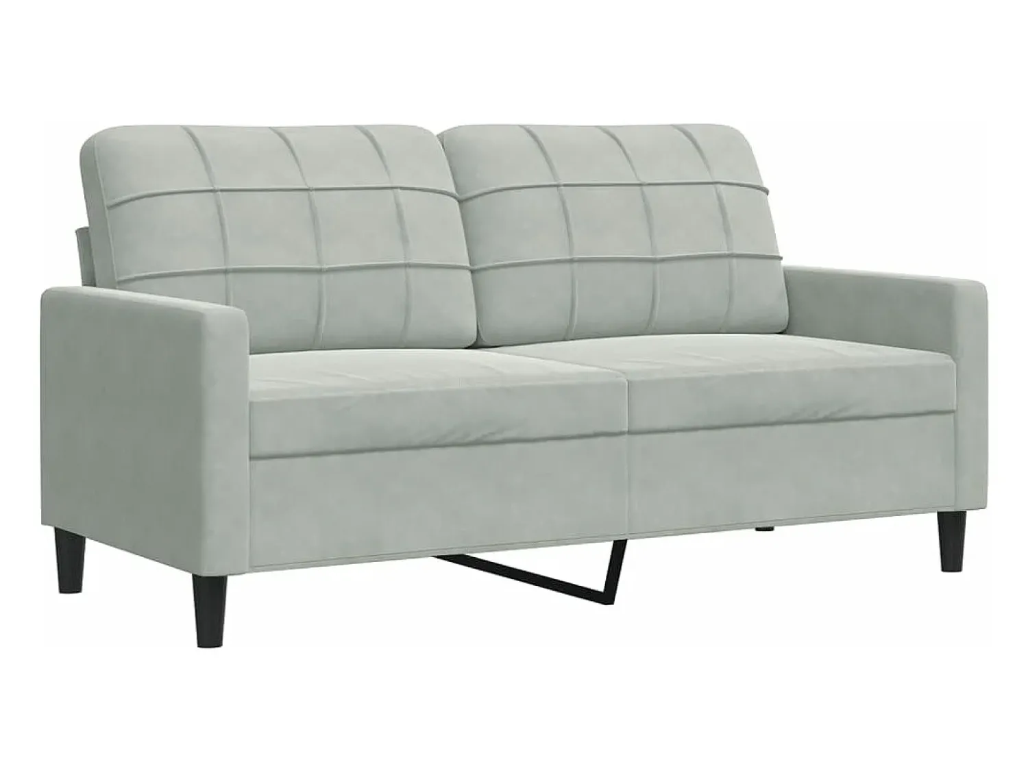 Sofá de 2 lugares 140 cm veludo cinza-claro PT906016^ Sofá