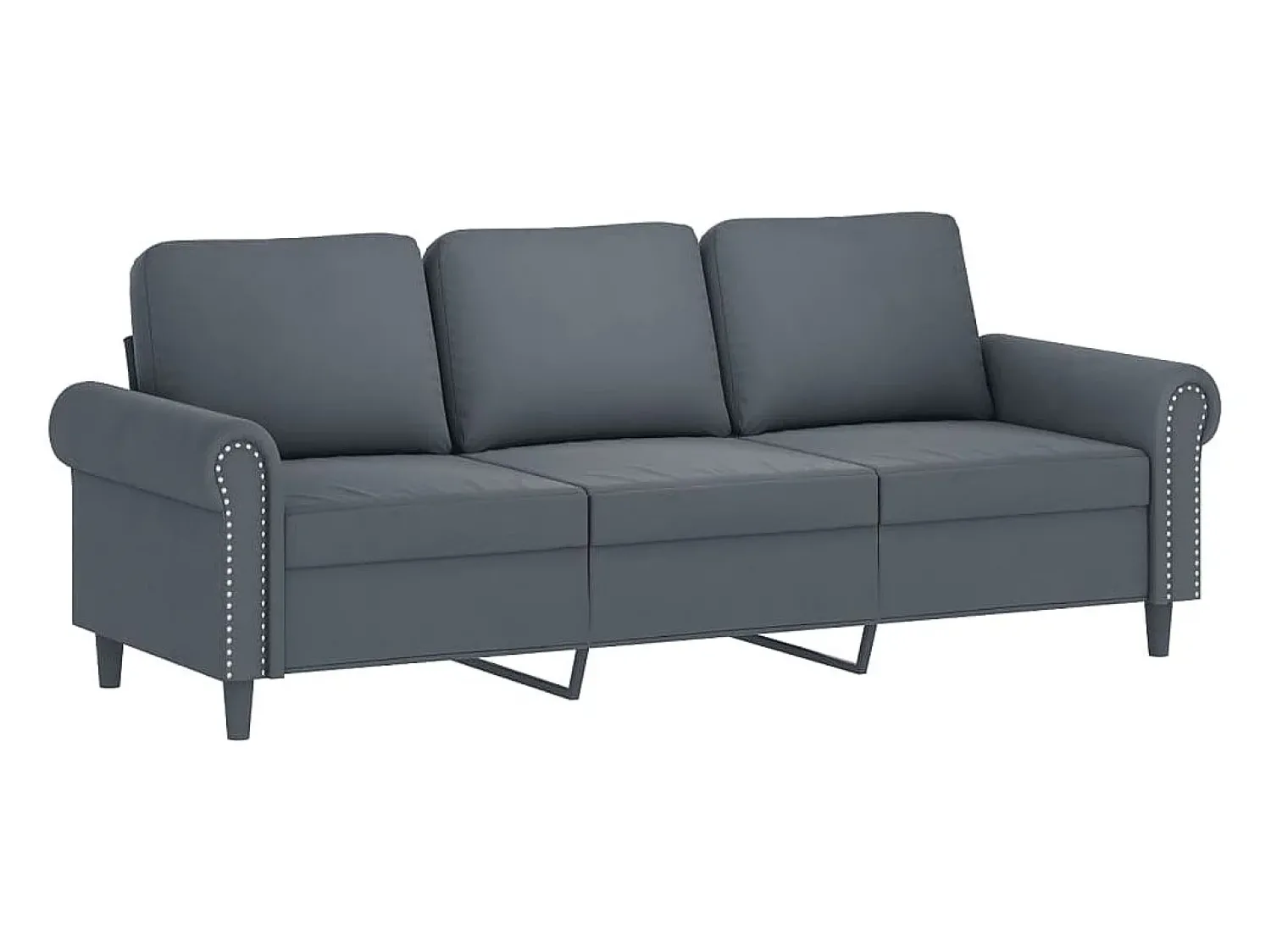 Sofá de 3 lugares 180 cm veludo cinza-escuro PT868449^ Sofá