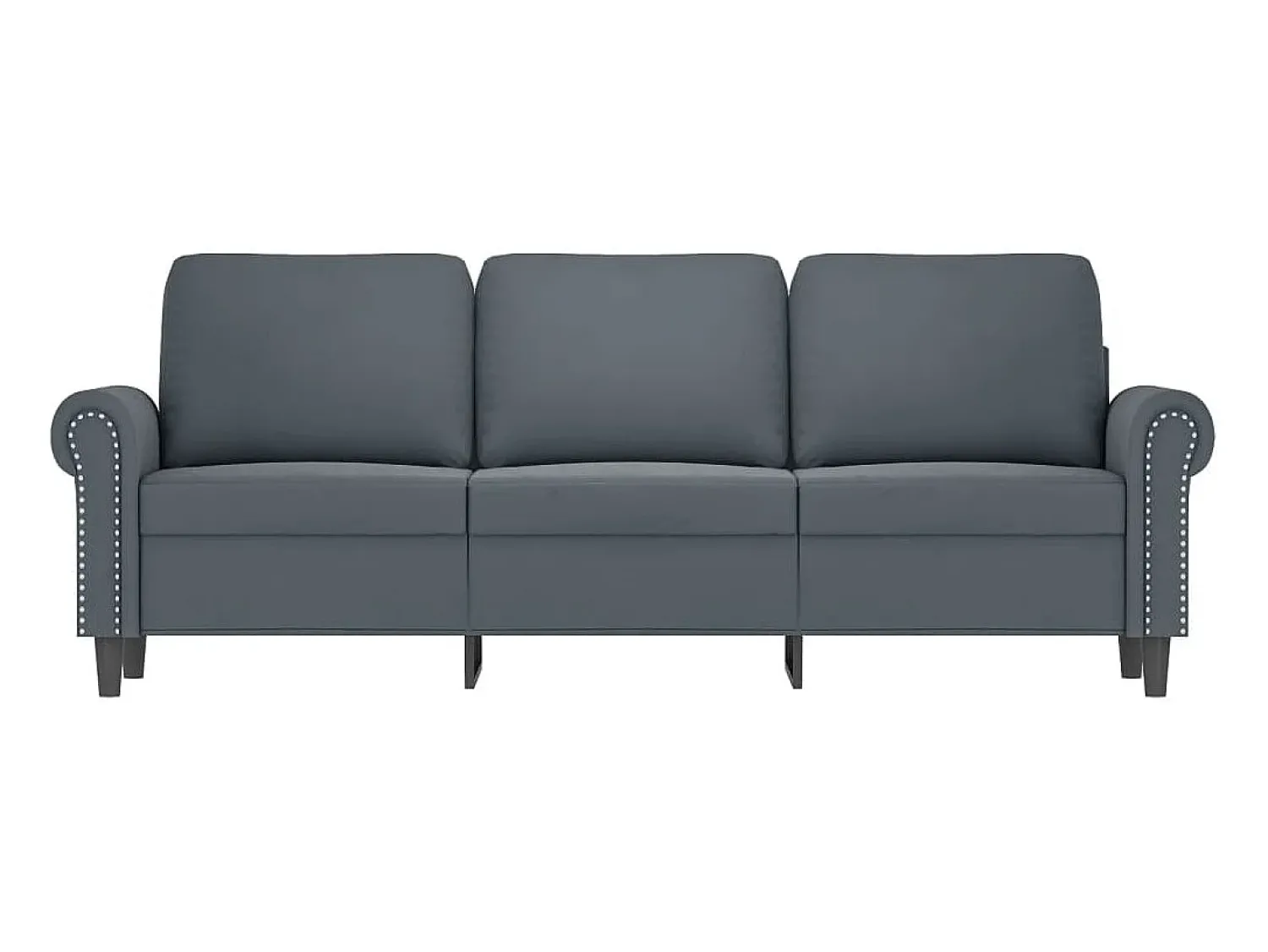 Sofá de 3 lugares 180 cm veludo cinza-escuro PT868449^ Sofá