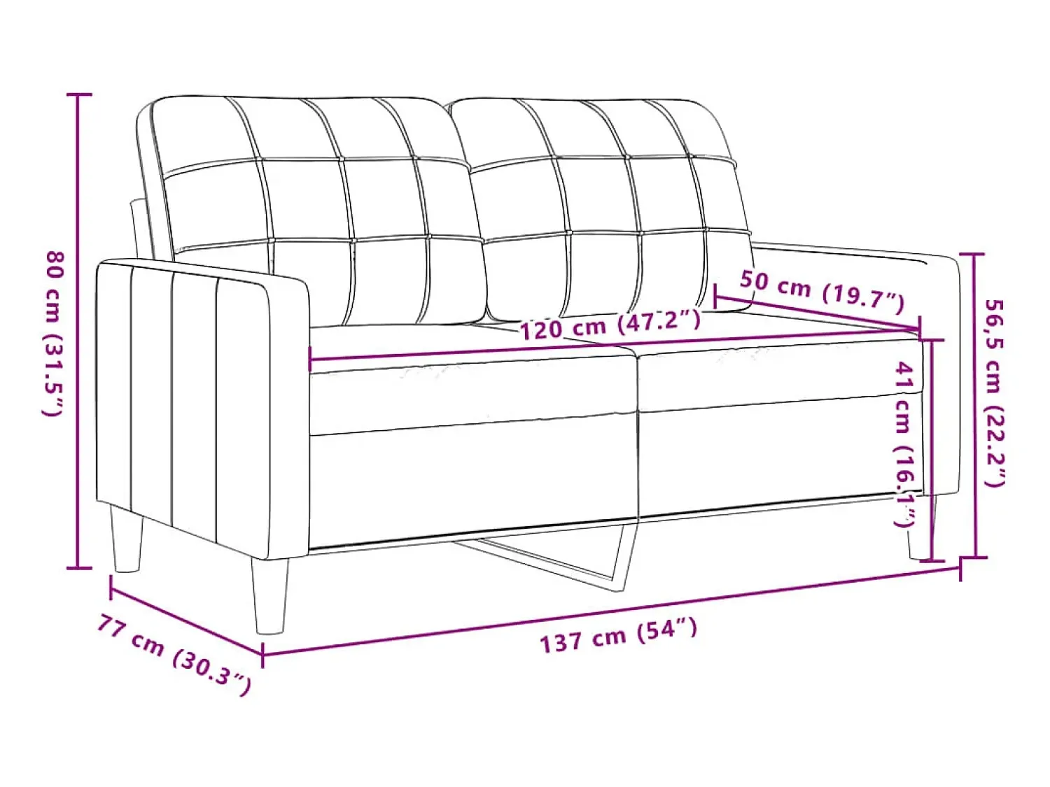 Outlet vidaxl Sofá de 2 lugares 120 cm veludo cinza-escuro Cinzento