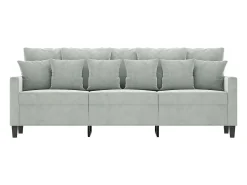 Sofá de 3 lugares 180 cm veludo cinzento-claro PT312384^ Sofá