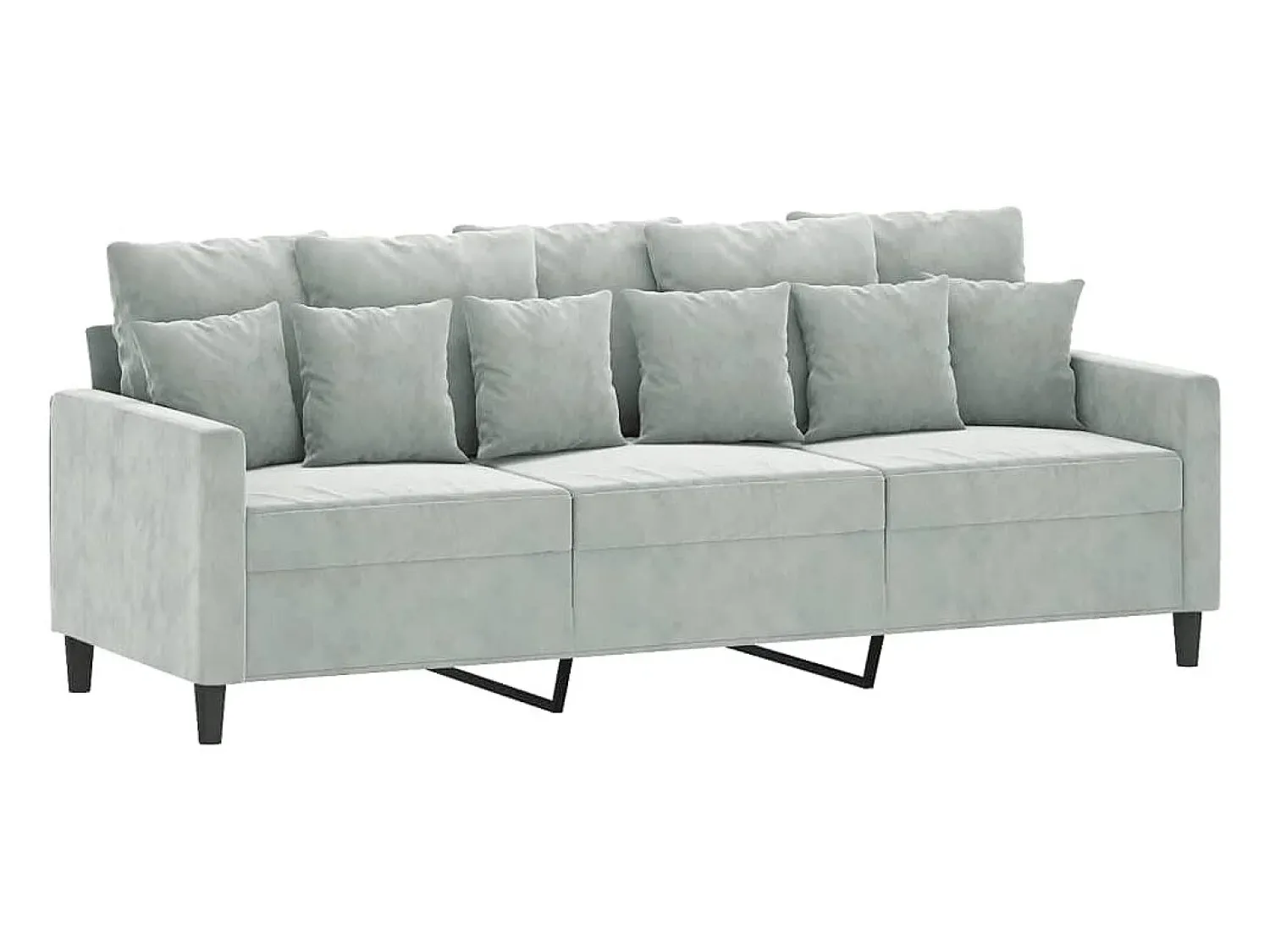 Sofá de 3 lugares 180 cm veludo cinzento-claro PT312384^ Sofá